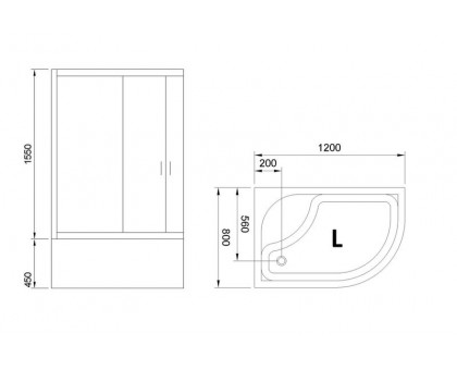 Душевой уголок Royal Bath RB 8120BK-T 120х80 см, с прозрачными стеклами, левосторонний